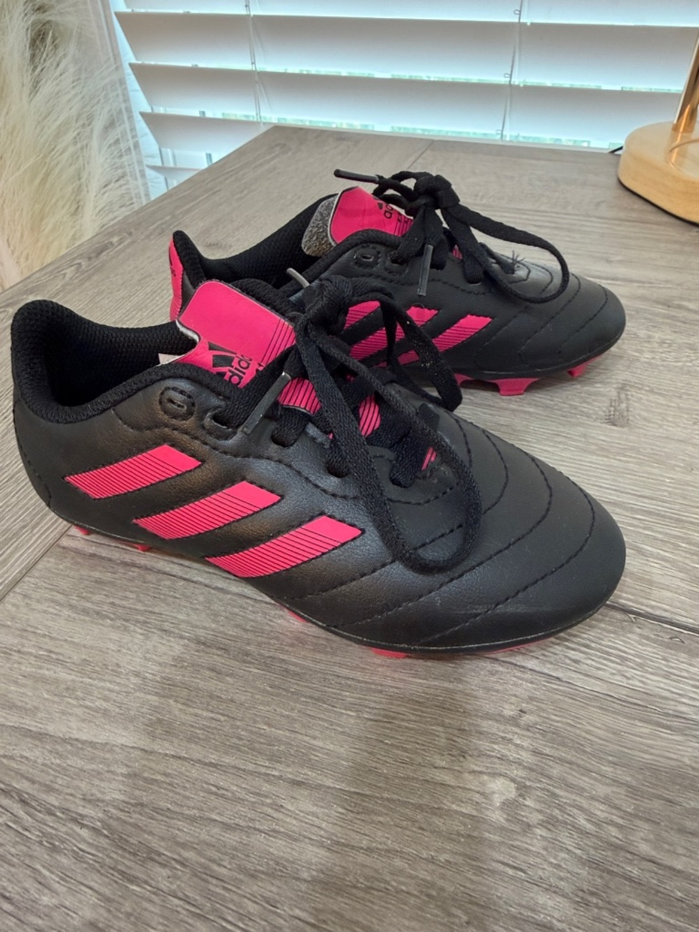 adidas Kids Black and Hot Pink Soccer Cleats